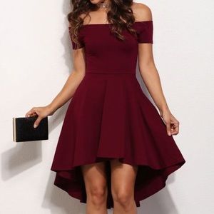 Burgundy Off the Shoulder; Homecoming dress